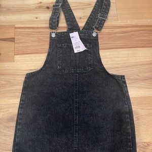 NWT black denim overall dress